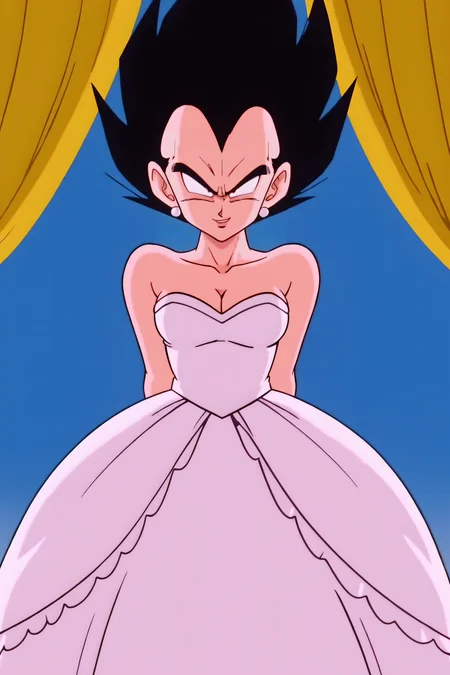source_anime, score_9, score_8_up, score_7_up, anime screencap,8k, absurd res,
vegeta, black hair, black eyes, spiked hair,
wedding dress, bridal veil,
<lora:vegeta_pony_v1:0.8>