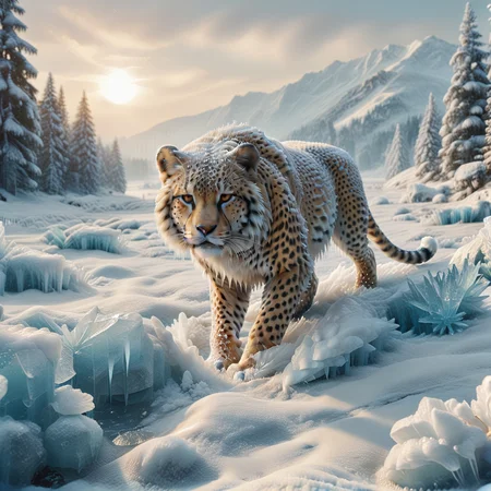 score_9, score_8_up, score_7_up, score_6_up,source_anime, masterpiece, BREAK,
fr0stwrld, snow, ice, cinematic light, epic composition,
Captivating, (cheetah wearing poncho), with a golden sunset casting long shadows over the land,,