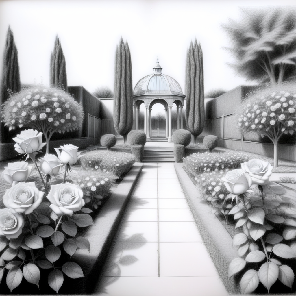 a rosegarden made out of Jed-Pen  ,    <lora:PencilDrawingStyle:0.7>