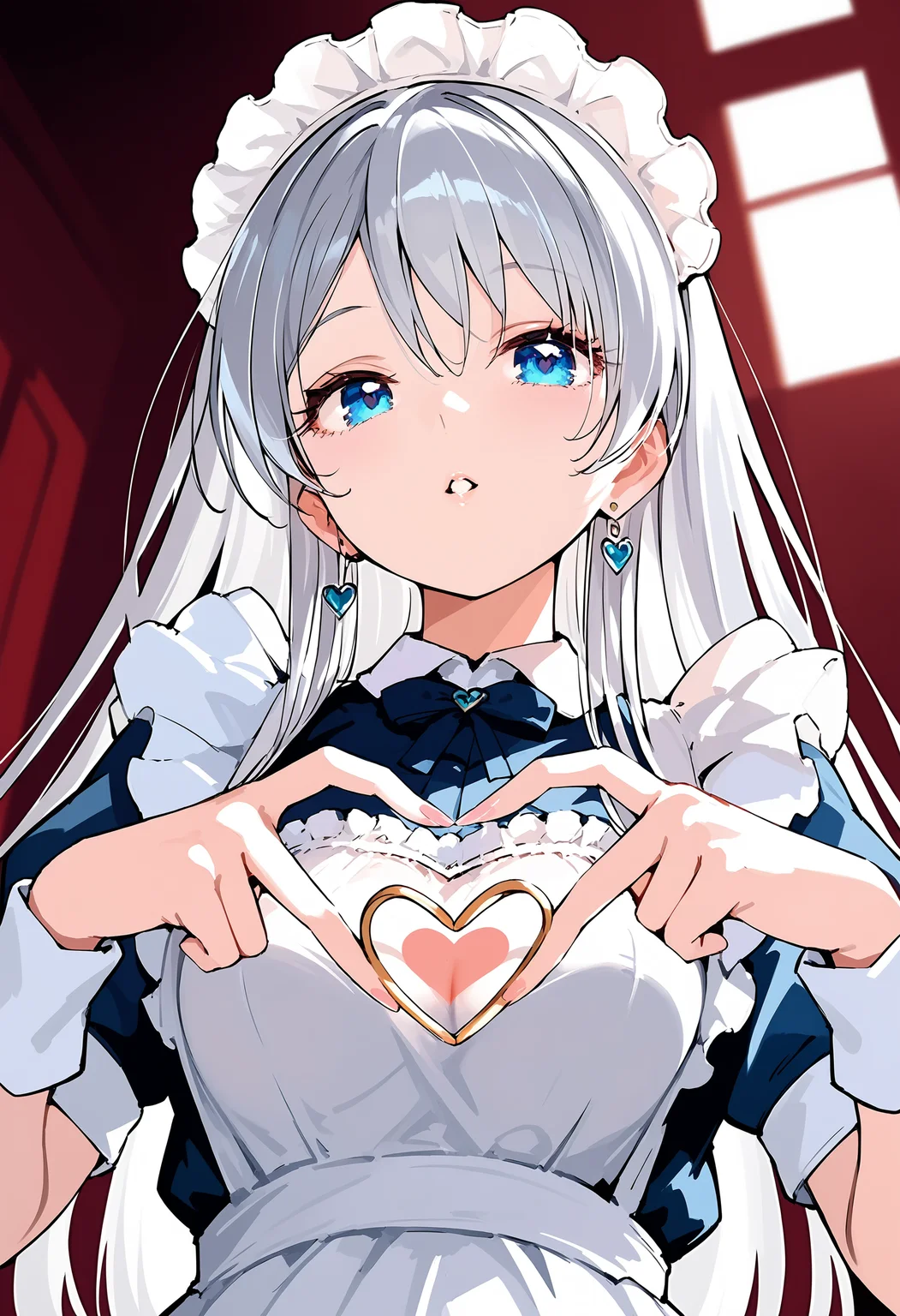 score_9, score_8_up, score_7_up,source_anime,rating_explicit,uncensored,anatomically correct,best perspective BREAK
<lora:Heart_Fingers__Concept_Lora:1> heart fingers, heart hands,
<lora:lihua:0.8> lihua, maid headdress,silver hair, blue eyes, long hair, 1girl,oval face, parted lips,