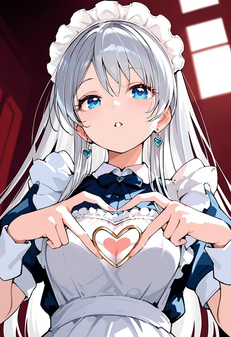 score_9, score_8_up, score_7_up,source_anime,rating_explicit,uncensored,anatomically correct,best perspective BREAK
<lora:Heart_Fingers__Concept_Lora:1> heart fingers, heart hands,
<lora:lihua:0.8> lihua, maid headdress,silver hair, blue eyes, long hair, 1girl,oval face, parted lips,