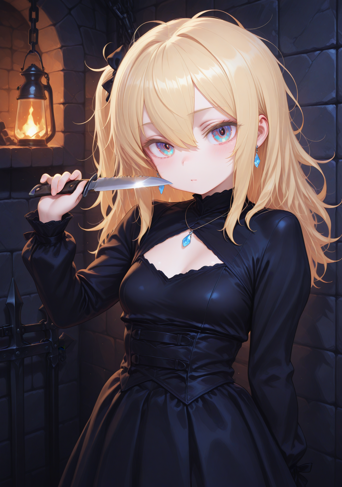 masterpiece,best quality,amazing quality,
<lora:nonoknow:1>,nonoknow,
1girl,holding knife,dungeon,looking at viewer,cape,
