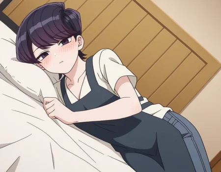 score_9, score_8_up, score_7_up, source_anime,
shuukokomi, <lora:shuuko-komi-s1s2-ponyxl-lora-nochekaiser:1>,
shuuko komi, short hair, black hair, black eyes, half-closed eyes,
shirt, white shirt, short sleeves, pants, apron, denim, jeans, blue apron,
indoors, bed, bed room, on side, blush, drunk,
looking at viewer, cowboy shot, dutch angle, solo,
