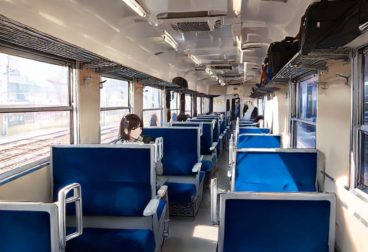 masterpiece, best quality, very aesthetic, absurdres,
12kei_window, train interior, scenery, indoors, window, seat
 <lora:12kei_SDXL_V1:1>