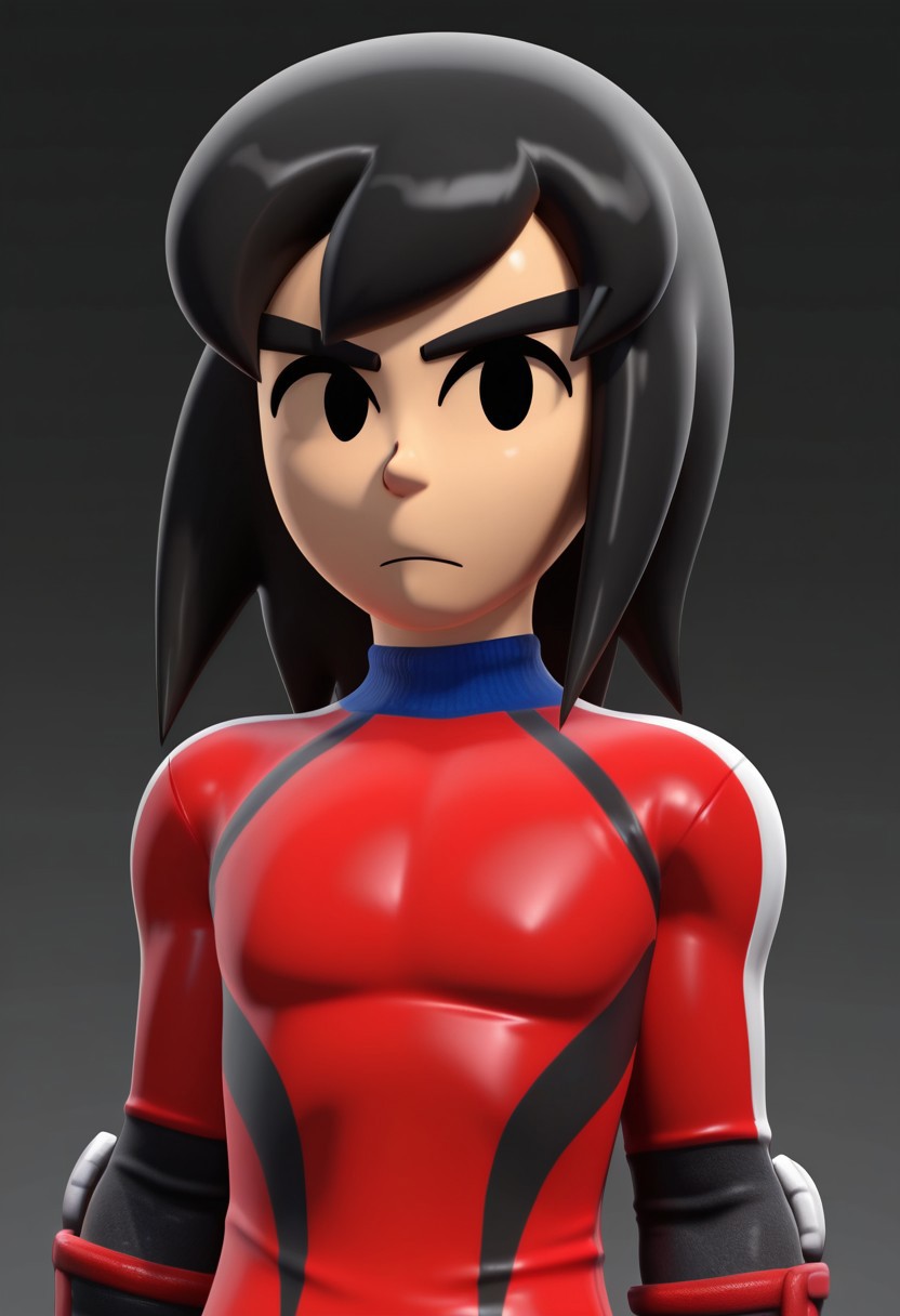 score_9, score_8_up, score_7_up, masterpiece, best quality, amazing quality, Mii_Brawler, Mii, 1boy, solo, black hair, black eyes, no pupils, 3d_brawl, brawl_clothes, looking at viewer, upper body