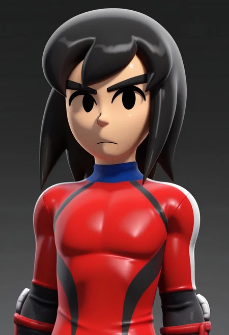 score_9, score_8_up, score_7_up, masterpiece, best quality, amazing quality, Mii_Brawler, Mii, 1boy, solo, black hair, black eyes, no pupils, 3d_brawl, brawl_clothes, looking at viewer, upper body