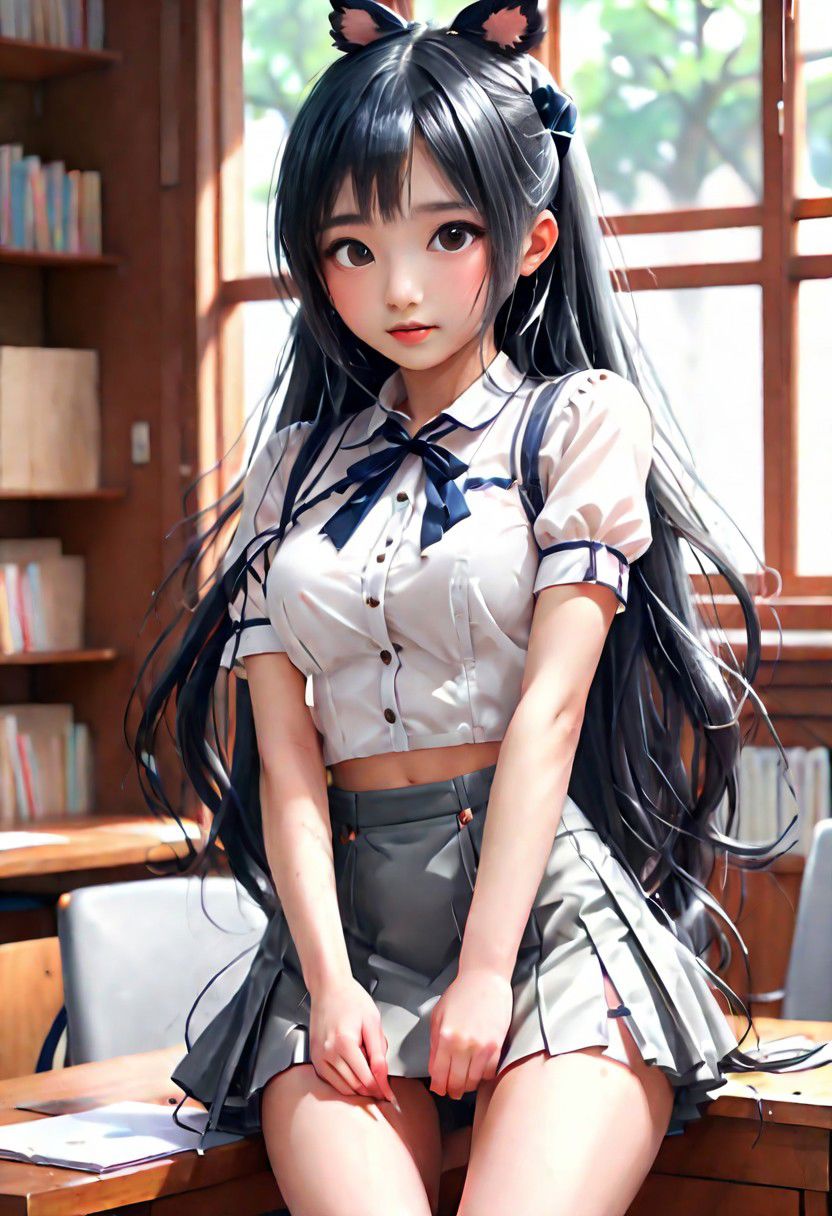 (SFW:1.5), (best quality, 8k, 32k, masterpiece, ultra high definition:1.5), Photos of attractive arafed asian girls, braid, 1 girl, huge breasts ,miniskirt,1 girlstudent standing in classroom, female student, wearing female student outfit, japanese school uniform, white top, gray fruit)) mini skirt)), thigh,student), realistic