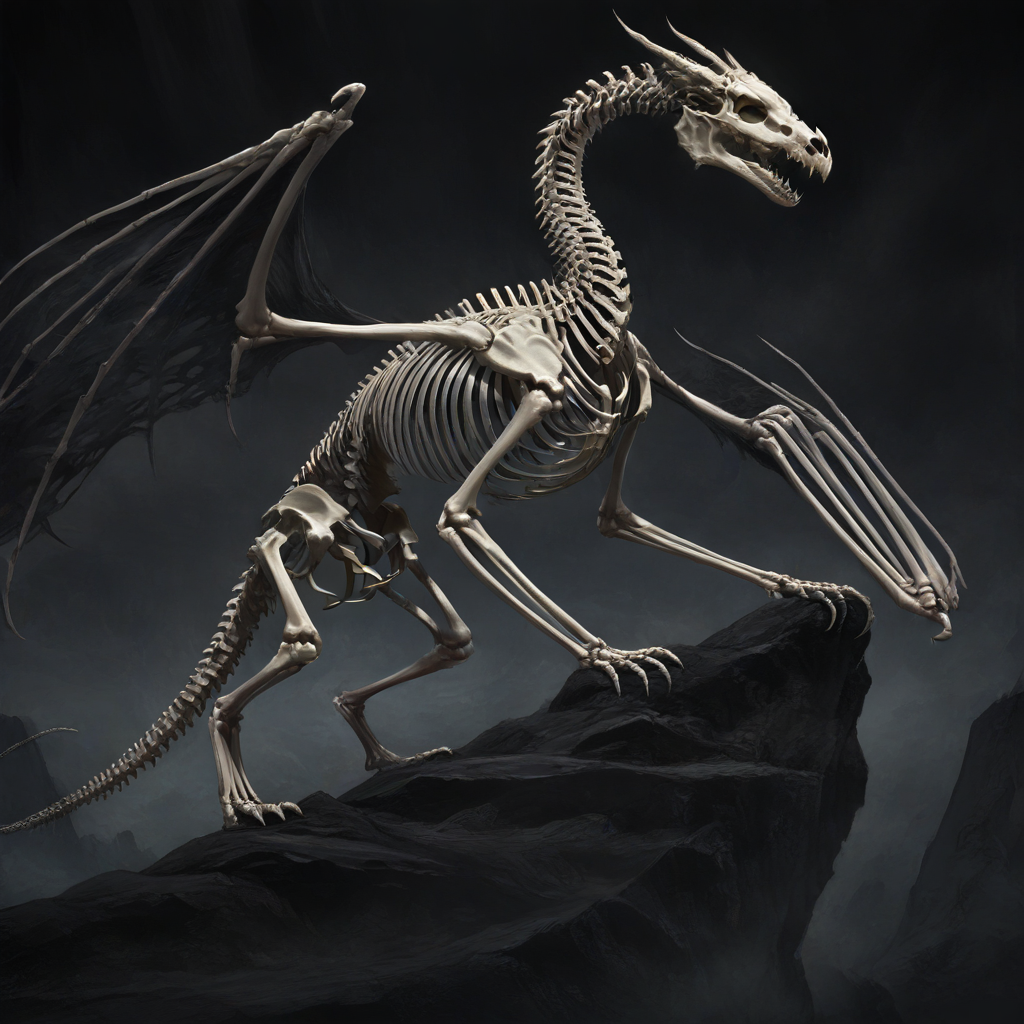masterpiece, best quality, newest, absurdres, highres, DRALV1.0, undead dragon, undead, skeleton, bones,