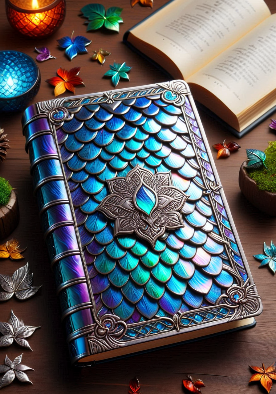 a book,  scaleboundsdxl, <lora:scaleboundsdxl:1>, best quality, masterpiece, fantasy,