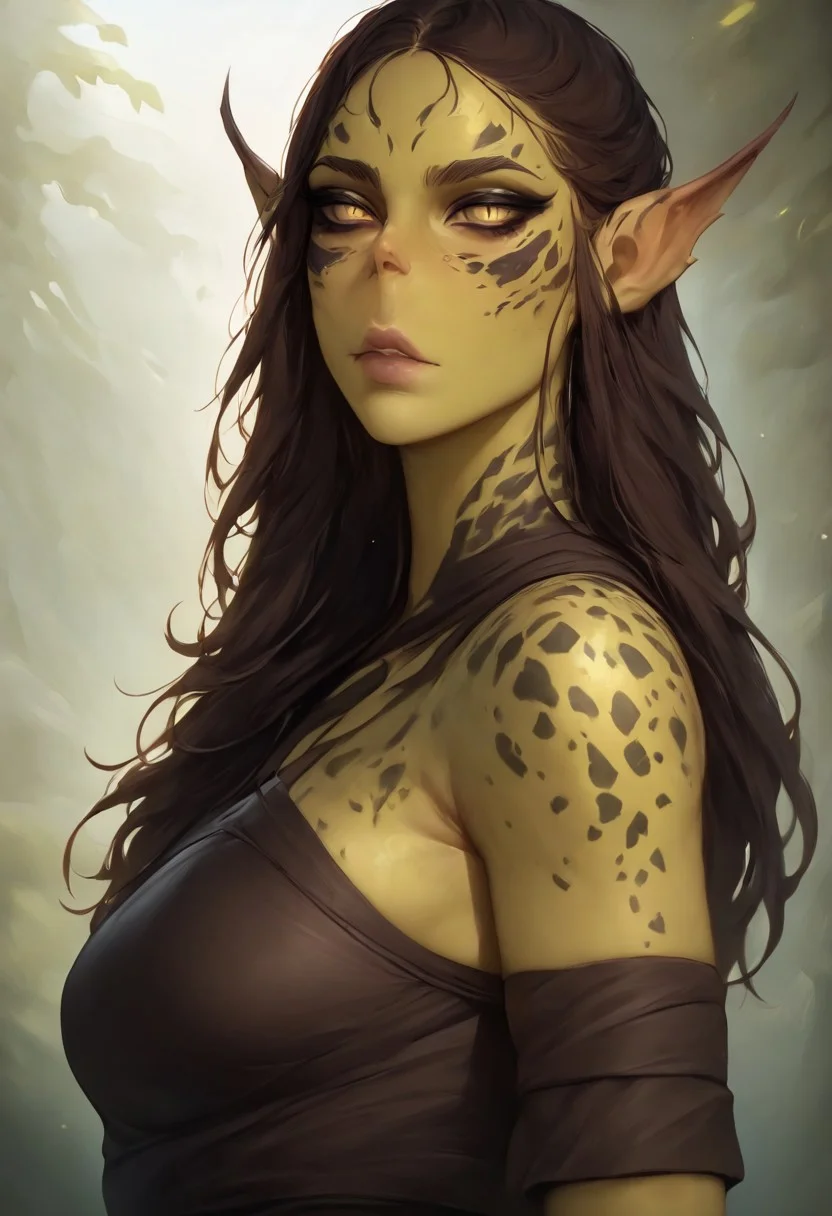 masterpiece, best quality, newest, absurdres, highres, DFCAV1.0,
1girl, GIV1.0-IL, gith_(d&d), pointy ears, slit pupils, colored skin,