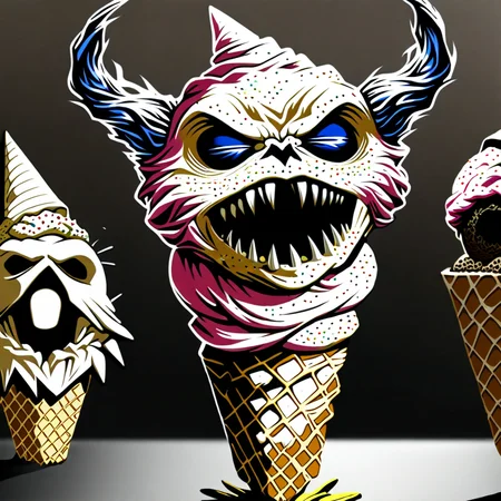 score_9, score_8_up, score_7_up. <lora:monster_foodPony:0.8>,monster_food,
ice cream, no humans, food, ice cream cone, > <, closed eyes, food focus, teeth,ice cream monster,scoop