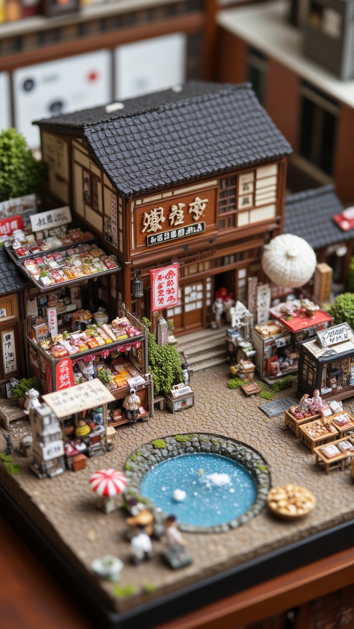 Diorama, Dense Kuromon Ichiba Market, detailmaximizer, midjourneyv6.1, Embossing