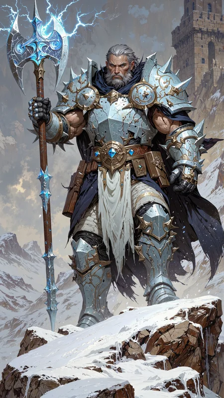 In the heart of a desolate, windswept tundra, where the snow falls in endless sheets and the air is sharp with the bite of frost, a lone figure trudges through the icy expanse. He is a **Frost-Born**, a warrior whose very essence is intertwined with the cold. His towering frame is clad in armor forged from ice and steel, each plate shimmering with an iridescent sheen of blue and silver. His eyes, a piercing shade of glacial blue, burn with an intensity that speaks of centuries of survival in the harshest of environments. His face is rugged and scarred, with a strong jawline and a nose that bears the faintest hint of frostbite. His expression is one of grim determination, his lips set in a hard line as he grips a massive, two-handed axe, its blade glowing faintly with a cold, blue light.
His armor is a masterpiece of both craftsmanship and elemental blessing. The pauldrons are shaped like jagged ice shards, their edges glinting in the dim light. His chest plate is adorned with the symbol of a snowflake, surrounded by a circle of runes that pulse faintly with a blue light. His gauntlets are reinforced with steel, their surfaces etched with patterns of swirling snow, and his boots are heavy and solid, designed to anchor him against the fiercest blizzards. Around his waist, a belt of dark leather holds an array of small pouches filled with herbs, tools, and other survival gear. In his hands, he carries a massive, two-handed axe, its head forged from a metal that seems to hum with latent power. The haft is wrapped in leather, worn smooth by years of use, and the pommel is shaped like a snowflake, its surface crackling with faint sparks of frost.
His cloak, a deep, midnight blue fabric edged with silver thread, billows behind him in the wind, the edges frayed and scorched as if it has weathered the fury of countless storms. Beneath the armor, his body is a testament to his strength and endurance, his muscles coiled like springs, ready to unleash devastating force at a momentâs notice. His hair, a wild mane of silver streaked with black, is whipped into a frenzy by the wind, adding to his air of untamed power. Around his neck, he wears a pendant of polished sapphire, its surface etched with the symbol of a snowflake, a reminder of his elemental calling.
The Frost-Born stands atop a rocky outcrop, the wind and snow lashing at his form as he raises his axe to the sky. The tundra stretches out before him, a sea of white that ripples like waves under the relentless wind. In the distance, the faint outline of an ancient fortress rises from the snow, its stone walls weathered and cracked, yet still standing as a testament to the resilience of those who built it. The sky above is a vast expanse of gray, broken only by the occasional wisp of cloud, and the snow falls in endless sheets, casting a blanket of silence over the land.
In his hand, the axe crackles with energy, the runes along its surface flaring to life as he channels the power of the frost into the weapon. His eyes glow brighter, and his voice rises above the howl of the wind, a deep, resonant chant that seems to echo through the very fabric of reality. The storm responds to his call, the snow whipping into a frenzy, and the air is thick with the scent of ice and ozone.
The scene is one of epic grandeur, a moment frozen in time as the Frost-Born stands alone against the fury of the tundra. The colors of the tundra are muted and dark, the whites and blues of the snow contrasting with the gleaming silver of his armor and the faint, electric blue of his eyes. The air is thick with the promise of power, of battles yet to be fought and legends yet to be written. This is a moment of defiance, a testament to the unyielding spirit of the Frost-Born, his strength and courage shining as brightly as the frost itself.
Let this image be a masterpiece of fantasy art, a tribute to the raw power of the tundra and the fierce, unyielding spirit of those who walk the path of the warrior. Let it capture the essence of the Frost-Born, his power, his resolve, and his unbreakable bond with the elements. Let it be a scene that inspires awe and wonder, a glimpse into a realm where the tundra is not just a place of hardship, but a proving ground for heroes.
soft pastel anime, Magic style, mythp0rt, DB4RZ
