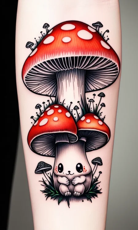 cat mushroom tattoo
 <lora:tiny_people:1>