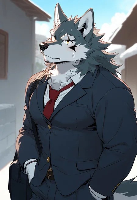 wolf, animal ears, furry, male, bara