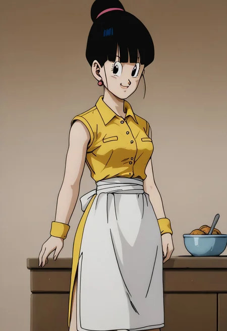 708, score_9, score_8_up, score_7_up, score_6_up, score_5_up, score_4_up, uncensored, 3D, blender, BREAK, chichi from dragon ball z,
, shiny skin, detailed eyes, (bubble butt), wide hips, thick thighs, hyper hips, small breasts,pery breasts, gigantic ass, voluptuous, venus body, kitchen, quarter angle view, thin waist, slim waist,, smug, , Yelftea style, light green shirt, white apron, yellow gloves