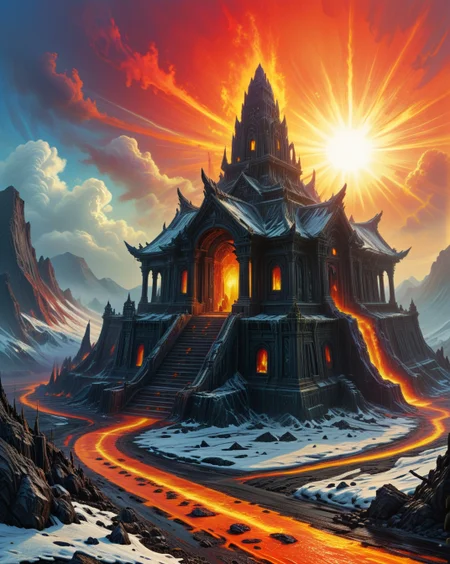 dark fantasy volcanic glass temple with,,Volcanic winter: Stratospheric aerosols painting expressionist sunsets,
random pilgrims in landcscape,
 <lora:ral-dark-fantasy-il:0.7>,apocalyptic,
<lora:extremely_detailed:0.7> extremely detailed,
<lora:DetailMaximizer:0.3>,
 <lora:Dream Scenery XL:0.3> Dream Scenery,
<lora:add-detail-xl:0.7>,
detailxl