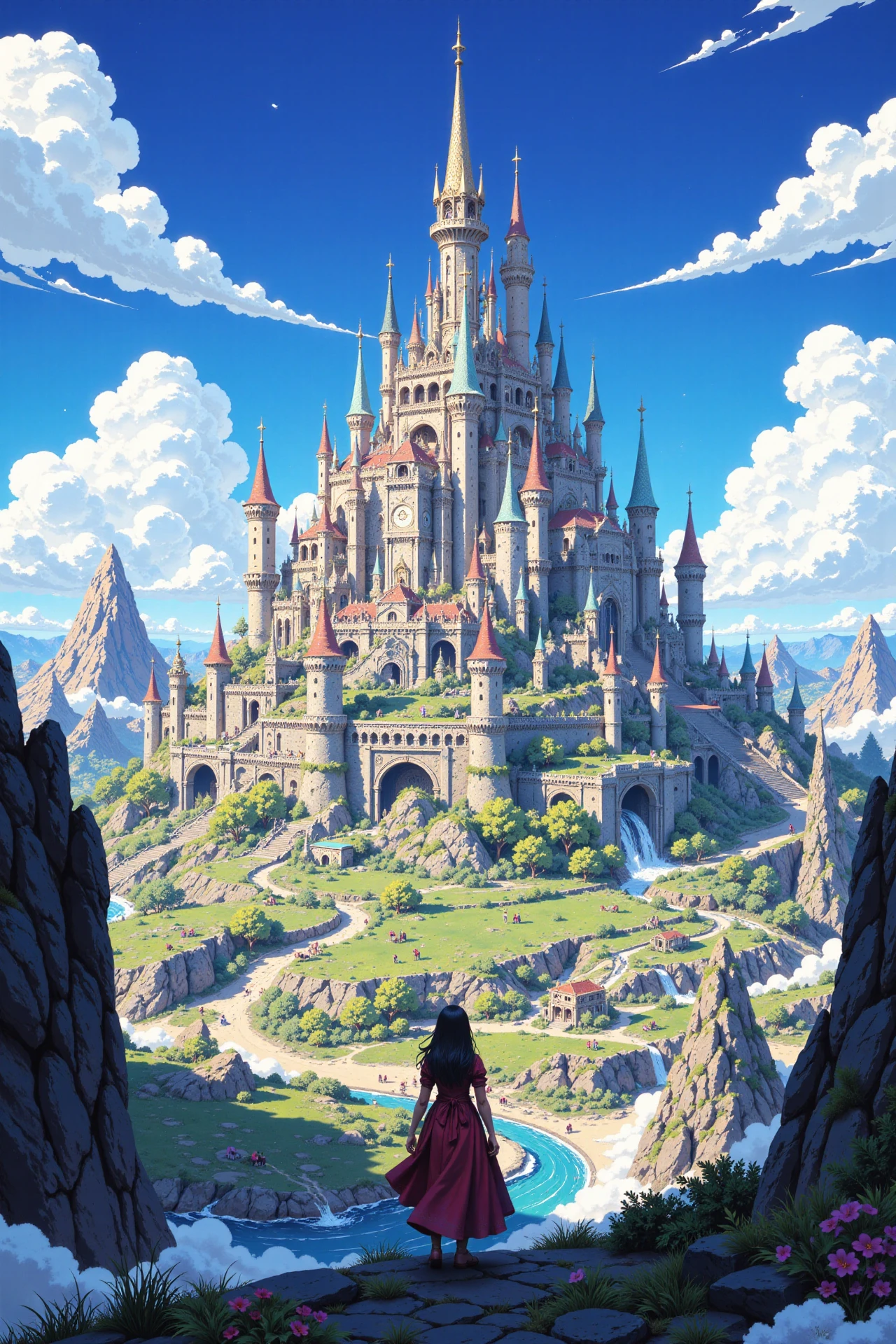 fantasy city beautiful anime landscape, cloudy sky, woman, very intricate, very detailed, sharp, bright, colorful, <lora:Hand v2:0.5> <lora:Anti-Blur:1><lora:Insane Detail Slider:0.25>  <lora:flux.1_lora_flyway_Epic-detail_v2:0.3> <lora:fluxenhancer:0.25> <lora:ROWER:0.6> <lora:flux-charmer-v1-1:0.4> <lora:Colorful_Fantasy_Art_for_FLUX:1> fantasy art