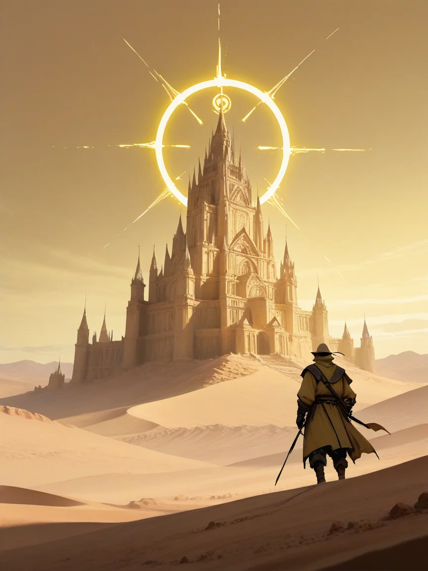 masterpiece, best_quality, amazing quality, newest,
ink style art.
desert scenery, huge palace,
adventurer, shadow and light.
ink painting style art backdrop, yellow and neon light theme.
shoot form above, dynamic composition, dynamic angle.
<lora:Fant5yP0ny:0.8>