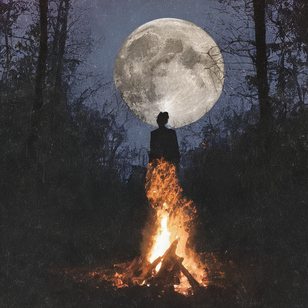 double exposure, a man, bonfire, forest moon <lora:SDXL_double_exposure_Sa_May_V8:1>