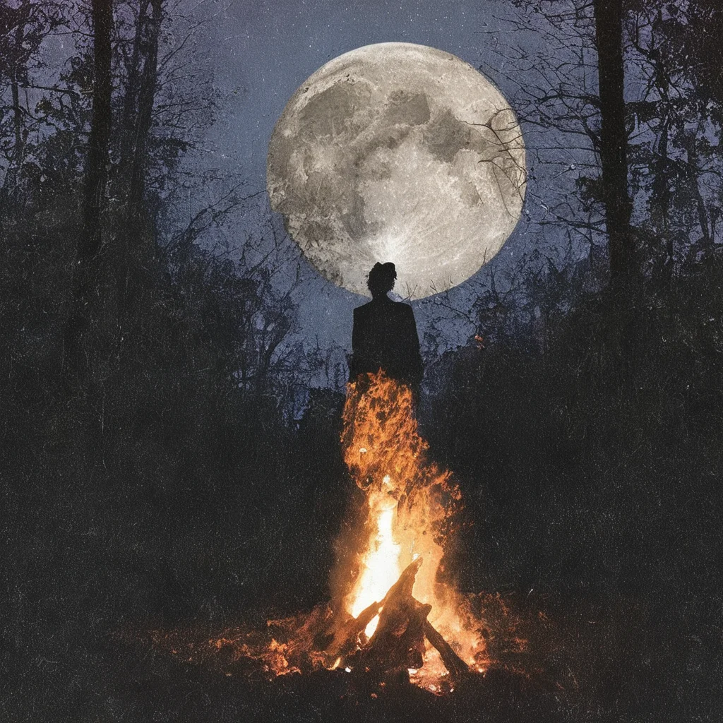 double exposure, a man, bonfire, forest moon <lora:SDXL_double_exposure_Sa_May_V8:1>