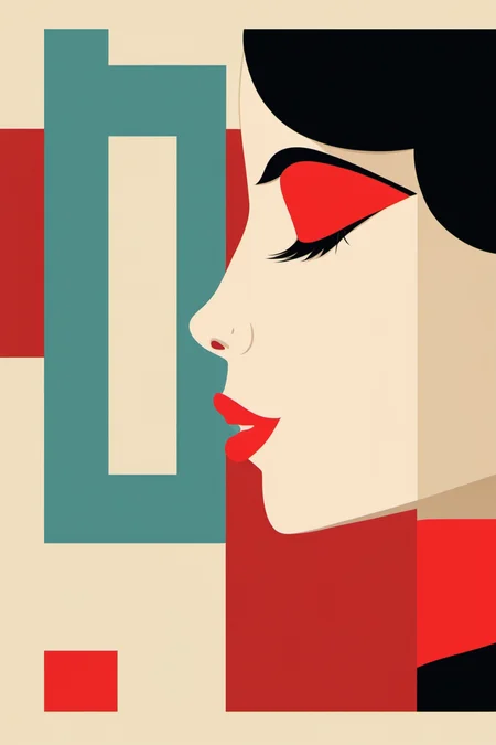 ch, 1girl, solo, closed eyes, black hair, profile, makeup, red lips, short hair, lipstick, simple background, lips, flat color, closed mouth