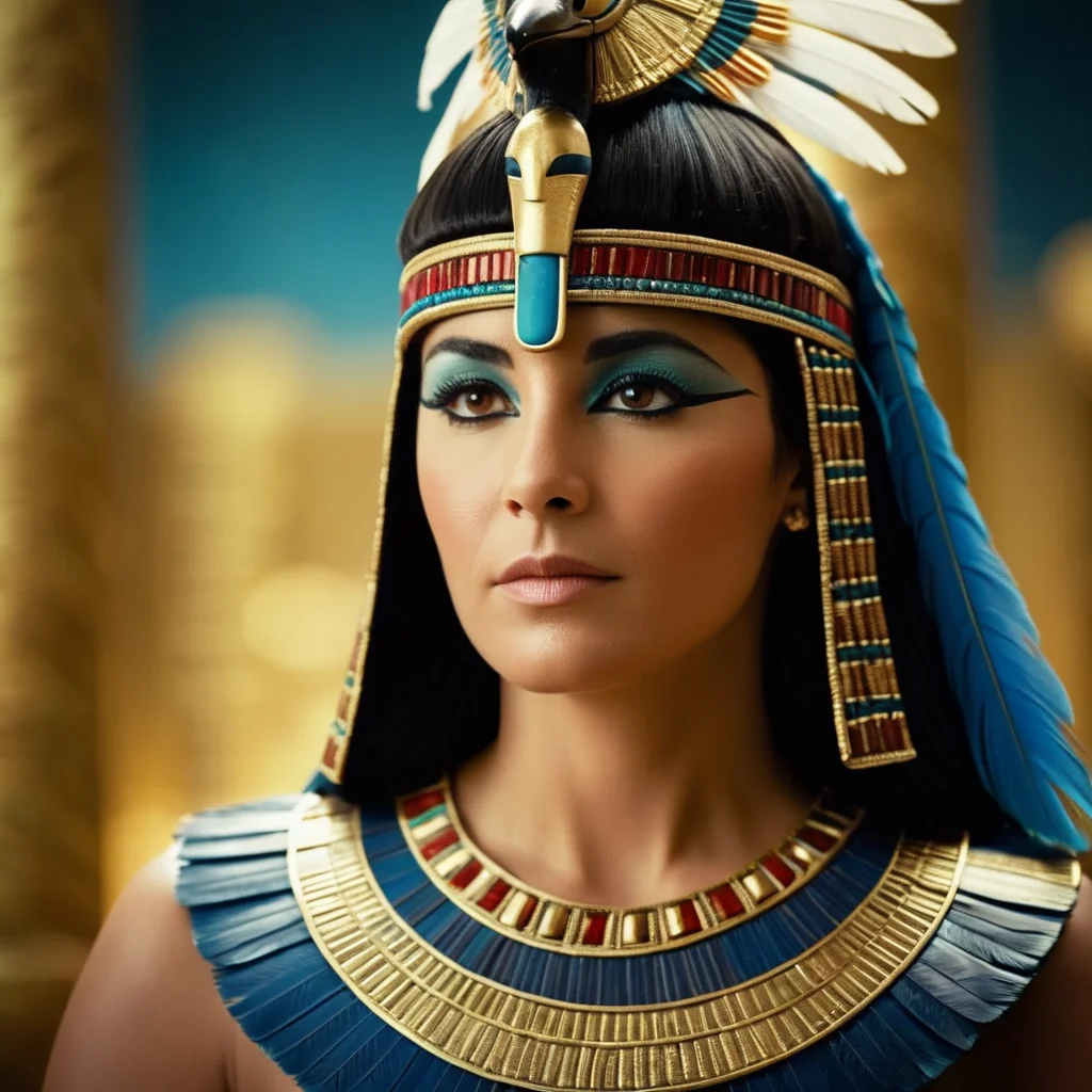 cinematic film still of  <lora:Cleopatra:1>
Cleopatra a woman with a feather headdress and a feathered hat Queen of the Ptolemaic Kingdom of Egypt, shallow depth of field, vignette, highly detailed, high budget, bokeh, cinemascope, moody, epic, gorgeous, film grain, grainy