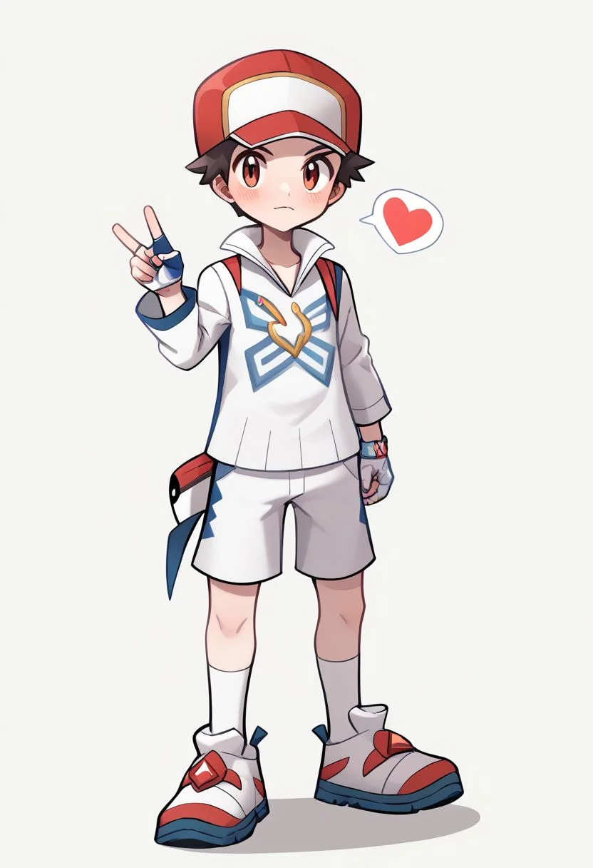score_9, score_8_up, score_7_up, score_6_up, score_5_up, score_4_up, best quality, amazing quality, best aesthetic, absurdres, solo ,Red_masters, , white shirt, white shorts, sneakers, white knee socks,single glove, partially fingerless gloves,, full body <lora:EMS-350938-EMS:1.000000>