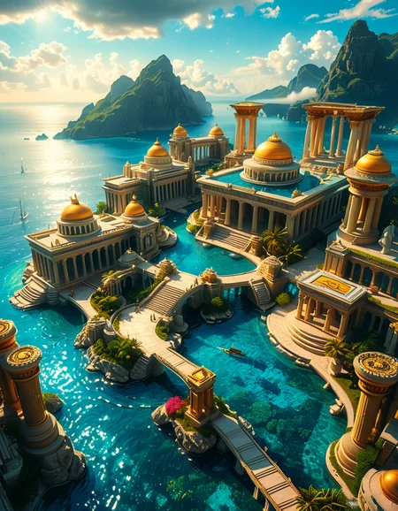 A breathtaking view of the lost city of Atlantis, submerged beneath crystal-clear ocean waters. The city showcases a magnificent blend of ancient Greek and futuristic architecture, with towering marble temples, golden domes, and intricate carvings glowing under the soft bioluminescent light of coral reefs. Majestic pillars and archways, partially covered in coral and algae, rise from the ocean floor, creating an atmosphere of mystery and forgotten grandeur. The sunlight filters through the water, casting shimmering patterns on the grand stone pathways and illuminating massive statues of gods and mythical beings, eroded by time. The scene is peaceful and awe-inspiring, with an ethereal blue glow enhancing the dreamlike, almost magical quality of this underwater utopia. No marine creatures or human presence disrupt the timeless serenity of this lost civilization.
 <lora:atl4nt1s:1>,atl4nt1s,<lora:SDXLFaeTastic2400:0.4> <lora:extremely_detailed:0.4> extremely detailed, Masterpiece,best quality,hi res,8k,hi res,8k,award winning,(sharp focus, intricate, highly detailed),