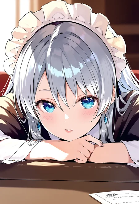 score_9, score_8_up, score_7_up,source_anime,rating_explicit,uncensored,anatomically correct,best perspective BREAK
<lora:head_rest_arm_rest_pony_1:1> head rest arm rest
<lora:lihua:0.8> lihua, maid headdress,silver hair, blue eyes, long hair, 1girl,