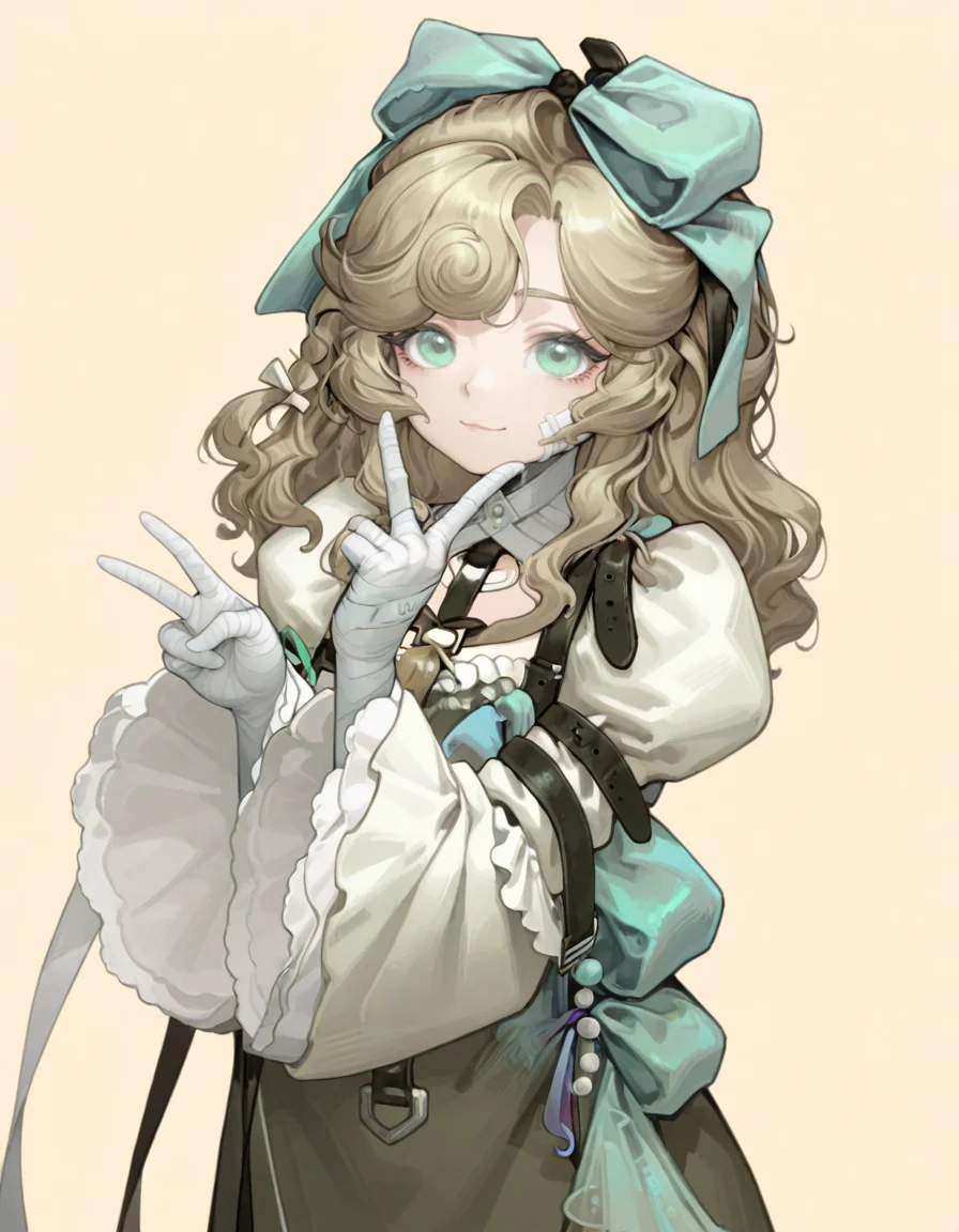 1girl,lorelei,v, looking at viewer, bandages,simple background, bow
<lora:loreleireverse1999:1>, (masterpiece, best quality, high quality, highres, ultra-detailed),
