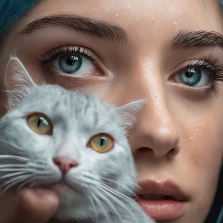RAW photo, (photo flash:1.5) (fashion photography) (pictorialist style), fashion shot, realistic photo style, sharp focus,
(full body shot) of a 20 yo girl with ice blue hair in future clothes, angry or crying and sad looking, tearful and open-mouthed, reveal sorrow, open mouth, teary, tear, sorrow, crying, transparent liquid, water tears, glass tears, cute face, eye level, focus on eyes,
she ist wearing a sleek metallic jumpsuit with holographic accents, LED-lit seams, form-fitting silhouette, iridescent fabric, touch-responsive panels, adaptive color-changing, avant-garde asymmetry, integrated tech accessories, gravity-defying drapes, translucent mesh inserts, biomimetic textures, 3D-printed details, energy-efficient materials, microfiber sensors, minimalist cutouts, modular layering, neural interface compatibility, solar-charging capabilities
She is holding a white cat, rain, (wet fur:1.2), water droplets, puddles, drenched, shimmering, damp paws, misty air, whiskers glistening, gray skies, reflective eyes, soggy whiskers, damp nose, fur clinging, splashing, damp coat, rainy day, water-soaked, watery world
photo location is a night scene from blade runner movie: moviestill, (bright dazzling neon lights:1.3), futuristic skyline, neon-lit alleys, rain-soaked pavement, towering skyscrapers, gritty urban sprawl, synthetic humans, bustling crowds, holographic billboards, flying vehicles, dimly lit shops, cyberpunk aesthetics, dystopian atmosphere, steamy vents, flickering lights, androids in shadows, moody reflections, artificial intelligence, techno-noir setting, dark mysteries, urban decay, rain-slicked streets, augmented reality, electronic hum, metropolitan dystopia, eerie silence, urban isolation, polluted skies, neon glow, tech-enhanced crime, melancholic undertones, enigmatic figures, uncertain future, digital billboards, glimmering advertisements, corporate dominance, haunting alleys, tech noir ambiance, abandoned corners, cybernetic implants, forbidden desires, existential questions, artificial lifeforms, ethereal music, looming architecture
dappled light on face, pale skin, no make-up, detailed face and eyes, natural skin texture, (highly detailed skin:1.1), (textured skin:1.1), (skin pores:1.1), (oiled shiny skin:0.5), (skin blemish:1.2), (imperfect skin:1.1), intricate skin details, visible skin detail, detailed skin texture, detailed eyes, round iris, remarkable detailed pupils, light reflections in her eye, visible cornea, highly detailed iris, tiny blood vessels in the eye, small freckles, wrinkles, pimples, beauty spot, <lora:polyhedron_all_sdxl-000004:0.7>
celluloid's unique character, film grain, (no depth of field:1.5), movie shot with (panavision panaflex gold camera:1.1) on (celluloid:1.2), shot by ridley scott, shot by Denis Villeneuve, best quality, masterpiece, ultra high res, (photorealistic:1.4), 8K raw photo, professional photography, award winning photo, ((light)) photography