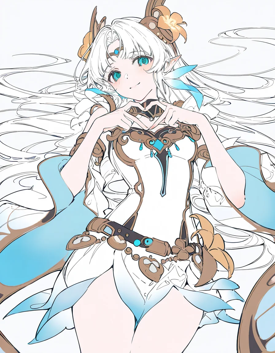 diaochan,1girl,solo,white background,simple background,looking at viewer,<lora:diaochan-000012:1>,cowboy shot,smile,aqua eyes,on back,heart hands,, masterpiece, best quality, very aesthetic, absurdres,newest, incredibly absurdres,, artist:yoneyama mai, (artist:wanke:1.1), artist:mocha, (cotton:1.1), artist:date, (senpen:1.1), artist:ciloranko, artist:noyu, noyu23386566, (artist:sho:0.8264462809917354), (sho lwlw:0.9090909090909091), year 2023, (solo:1.3310000000000004), lineart, monochrome