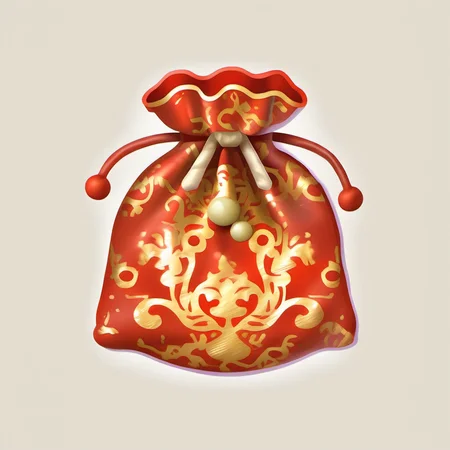 2d icon. a red bag with gold designs on it. <lora:SDXL_icon_V2-000034:1>