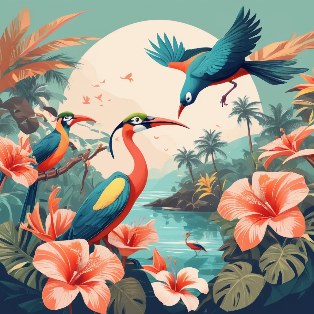 illstyle, illustration style, birds-or-paradise <lora:Illustration_-StyleXL_kk:1>