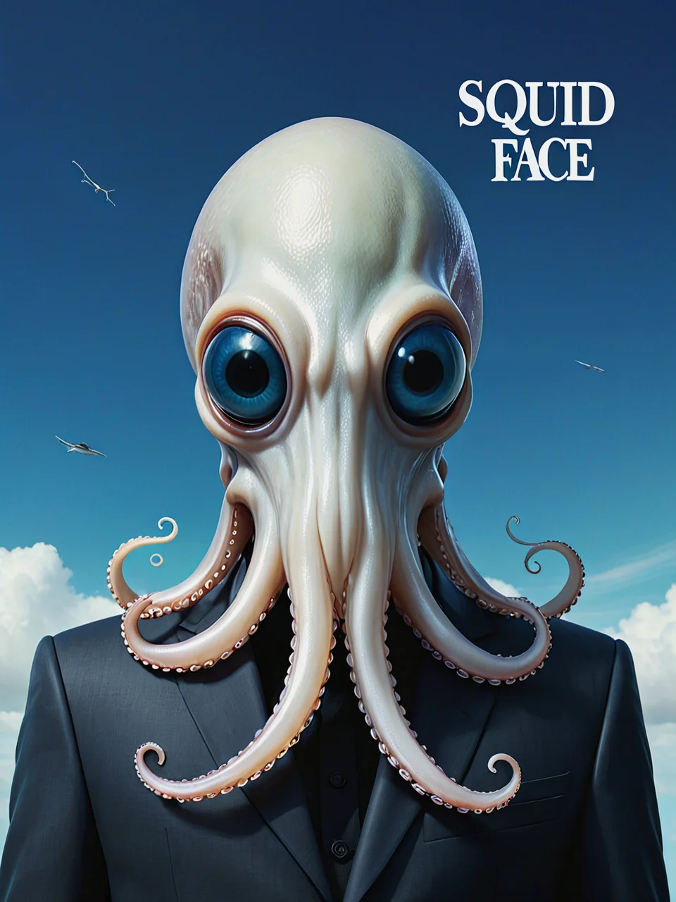A man. Squid face. Photorealistic.
Text floating across the sky. (Text: "Squid Face").
<lora:SquidFace02_CE_XL_300-OT:0.4> sqdfceCE_style
<lora:TextTitle01a CE XL 300-OT:0.6> texttitle