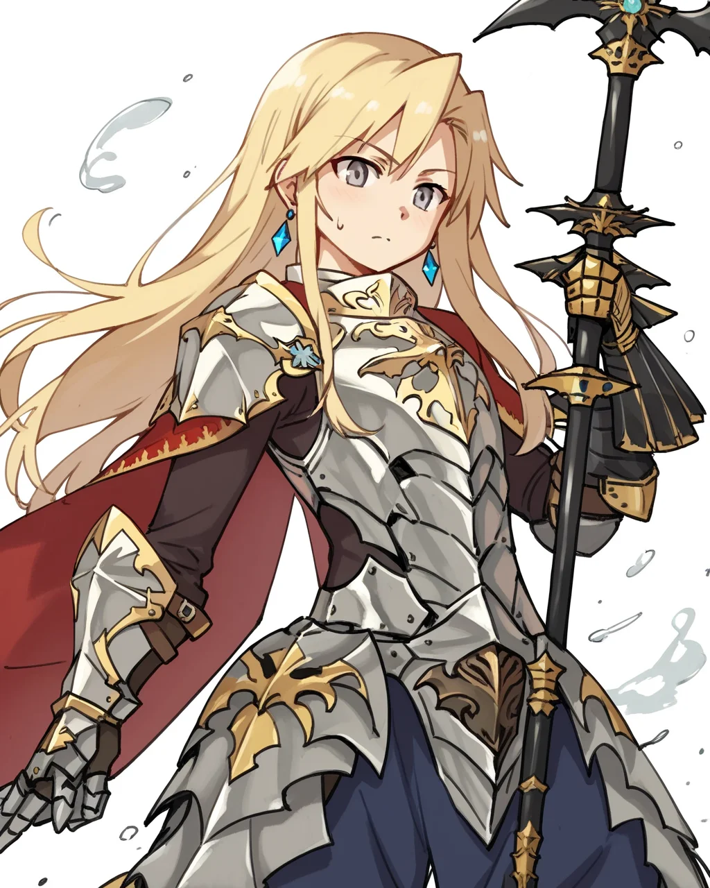 score_9, score_8_up, score_7_up, score_6_up, score_5_up, score_4_up, BREAK source_anime,<lora:add-detail-xl:1>,<lora:Expressive_H:1>,
<lora:Princess_PONY:1>,princess, 1girl, solo, long hair, blonde hair, grey eyes, armor, earrings, gauntlets, greaves,