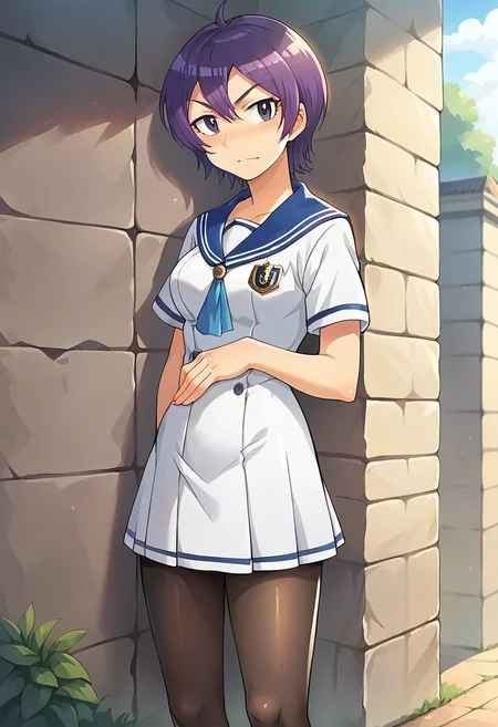 score_9, score_8_up, score_7_up, source_anime, masterpiece, 1girl, ctianmomoko, sailor dress, blue sailor collar, pantyhose, looking at viewer, standing, <lora:Momoko_Orizuka_pony_ct_ver2:1>
