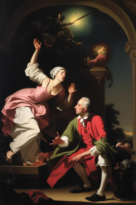 John Singleton Copley Style - an art expressing fear, curiosity and greatness about the unknown knowledge of the universe using Joseph Wright of Der