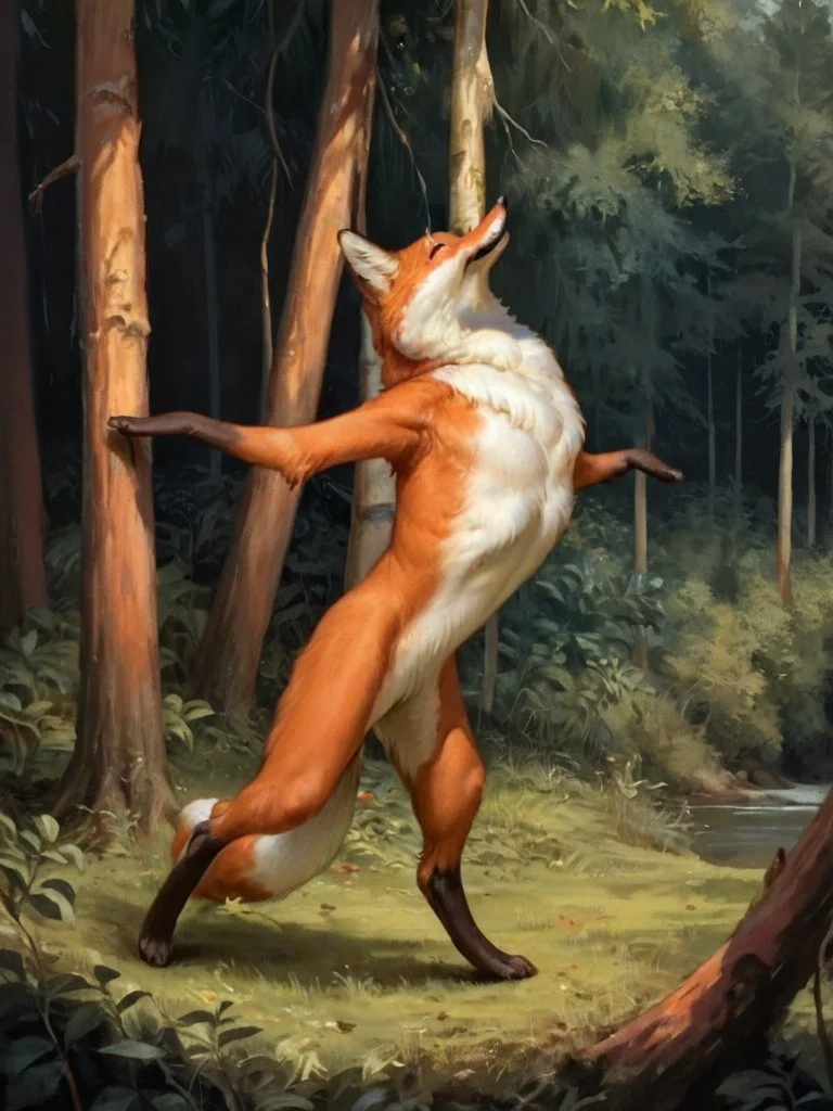 Score_9, score_8_up, scenery, solo 1girl, bipedal fox lisichka, jumping lisichka_C, furry fox <lora:Lisichka:0.9>, wild forest, by Greg Rutkowski, highly detailed, masterpiece, extreme detailed, hyperrealistic, masterpiece,