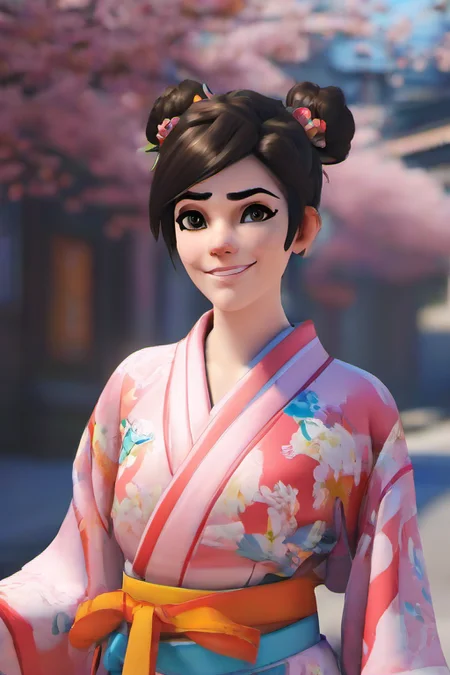 <lora:PE_TracerOverWatch:1> PETracerOW,realistic,4k raw, close up, detailed, beautiful, street photography, photorealistic, detailed, Kodak ektar 100, natural, candid shot
portrait of tracer,1girl,overwatch,wearing a kimono,smiling