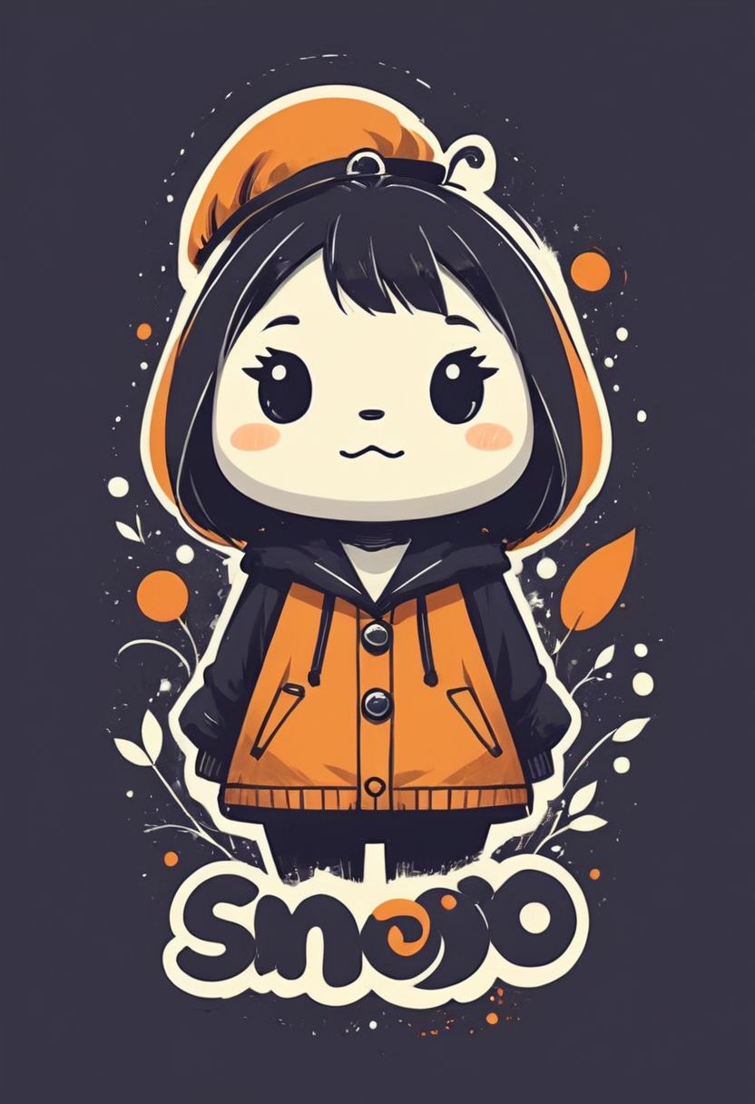 *snoo*
 (simple retro design, logo, manga style, 2tone)