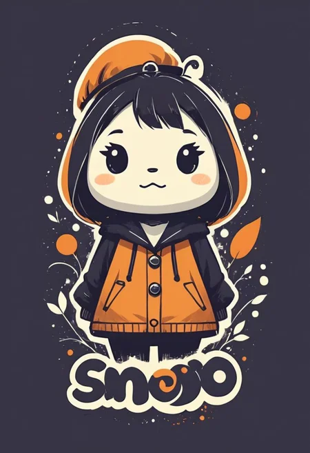 *snoo*
 (simple retro design, logo, manga style, 2tone)