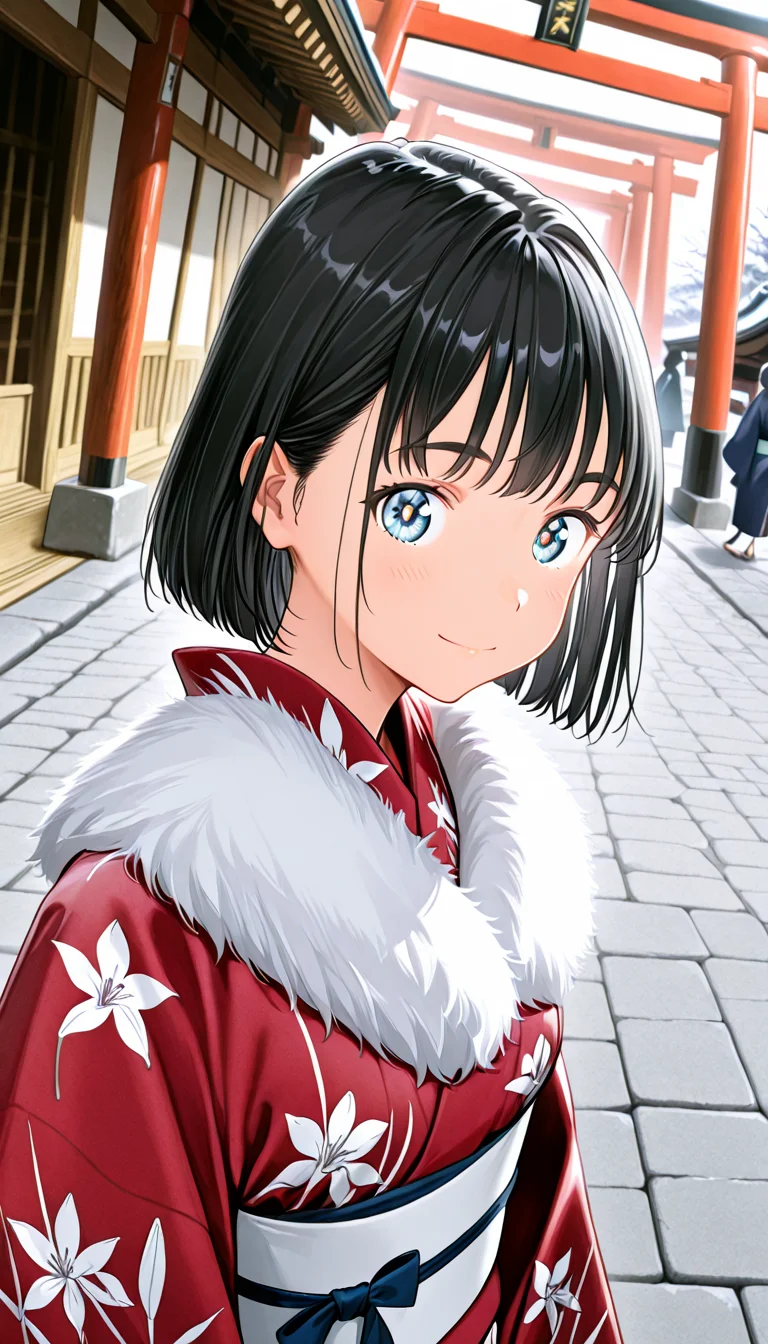 IllusP0s, masterpiece, best quality, amazing quality, very aesthetic, absurdres, newest, ((dynamic angle:1.4)), (detailed eyes:1.4),
dynamic_prompting,dynamic_thresholding,lora_block_weight,negpip,wildcard_recursive,wildcards
BREAK
1girl, m1o_manga, black hair,
Japanese clothes, Long-sleeved red kimono, red Furisode, Exquisite embroidery white Obi, upper body, ((Voluminous fluffy Fur Shawls))
very happy,
BREAK
Winter Morning, Japanese shrine, torii gate, stone pavement, outdoors, People, cinematic lighting, cinematic shadows, ((walk on the side of the road:1.4)), Some people
<lora:Mio_-_100percent_-_mangaSummer_Time_Rendering3:0.9>