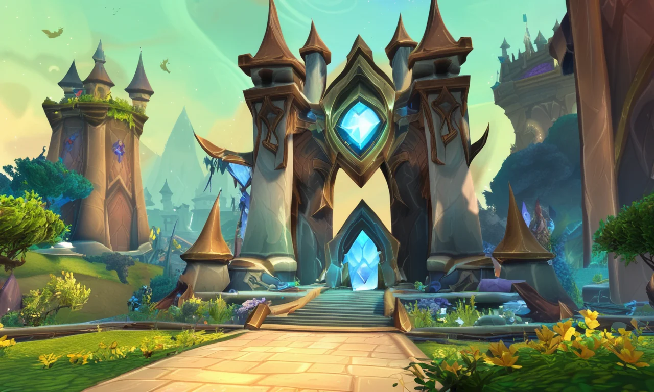 score_9, score_8_up, score_7_up, rating_safe BREAK, world of warcraft, epic landscape, castle, magic crystals, warcraftstyle, scenery, <lora:WarcraftStyle_v2-000004:0.75>