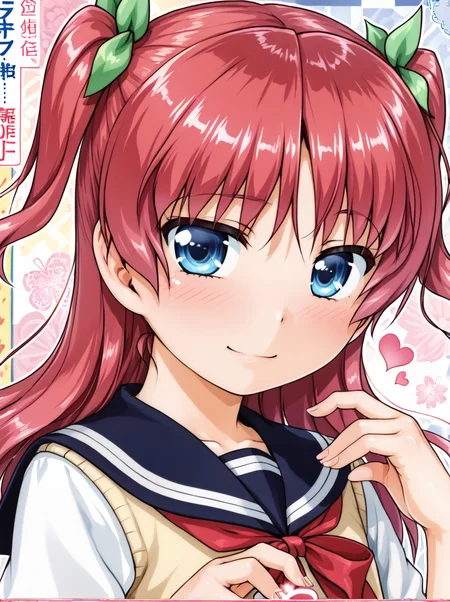 detailed background, shiny skin, posing, rating safe, 
<lora:aogiri.pony:1>,
aogiri, kazumi, , 
two side up, 
school uniform, heart hands,