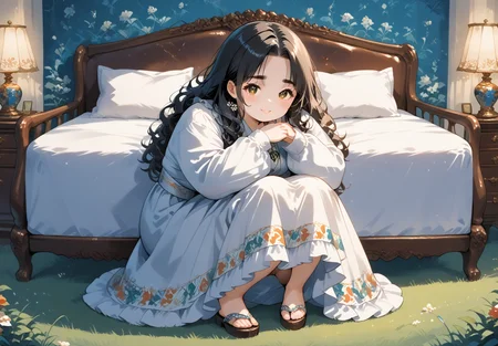 IllusP0s, PonyScores7, source_anime, ah1, IllustriousQual, interesting, exciting, spectacular, wonderful, 
BREAK <lora:xl_more_art-full_v1:0.2>, <lora:aesthetic_anime_v1s:0.2>, <lora:EpicF4nta5yXL:0.2>, <lora:detailxl:0.2>, detailxl, <lora:Fant5yP0ny:0.2>, amazing quality, best aesthetic, absurdres, illustration, Volumetric_Lighting, ultra-detailed, very aesthetic, intricate details, best_quality, <lora:Anime_Aesthetic_Wallpaper_StyleIllustriousXL:0.4>, aniwall,
BREAK ((sitting cross-legged with hands resting on the knees, head tilted slightly, and a gentle smile)),
BREAK Stable_Yogis_PDXL_Positives, AS-Adult, <lora:Complicated fantasy portrait - XL Pony V2.0:0.2>, bad-hands-5, <lora:HDA_Detailer:0.3>, <lora:natsumi_style:0.5>, <lora:by_usakun-pony:0.4>, by usakun, <lora:Akina_Bbw_Style_-_PonyXL:0.2>, AkinBw, ((festival Boho fashion style, inspired by music festivals and free-spirited vibes, features colorful prints, flowy silhouettes, and eclectic accessories, celebrating creativity and fun)),
BREAK 1girl, mature female, (curvy), round-chin, caucasian, <lora:ETO_OC_Illustrius:0.5>, eto_oc, skindentation, (plump), thick thighs, wide hips, busty, voluptuous, <lora:venus body PonyXL:0.3>, <lora:shinyskin2:0.2>, glistening skin, HDA_FatGirlXL, 
BREAK ((erin Visit a botanical garden in a light dress and sandals)),
BREAK (curly hair), long hair, (black hair:1.4), (parted hair:1.7), messy hair, kinky curls, <lora:hairdetailpxl:0.2>, hairdetailpxl,
BREAK (half green and brown eyes), (colorful eyes), (multicolored eyes), (downturned eyes:1.4), <lora:expressive eyes:0.2>, expressive eyes, <lora:eyedetailpxl:0.2>, eyedetailpxl, <lora:Eyes_High_Definition:0.2>, EyesHD, (round face:1.2), (thick eyebrows:1.3), (plump face), <lora:Round_face:0.2>, lips, 
BREAK ((>:( expression)), <lora:Expressive_H:0.2>, Expressiveh, <lora:Emotional_Anime_Expressions_PonyXL_Concept:0.2>, emotional, <lora:Best_Facial_Expression_LoRA_PONY:0.2>, looking at viewer, <lora:Detailed expressive EXEV style -XL Pony V1.0:0.2>, FaceDetail, <lora:Best_Facial_Expression_Helper_XTREME_ILLU:0.4>, kaogei,
BREAK (((a vintage bedroom, with antique bed frame, classic decor, rich colors, elegant furnishings))), <lora:Background Detailer - SDXL:0.8>, 4k, 8k, Ultra HD, Masterpiece, Best quality, Detailed background, <lora:Add_more_details_V2_XLpony:0.4>, full_details,