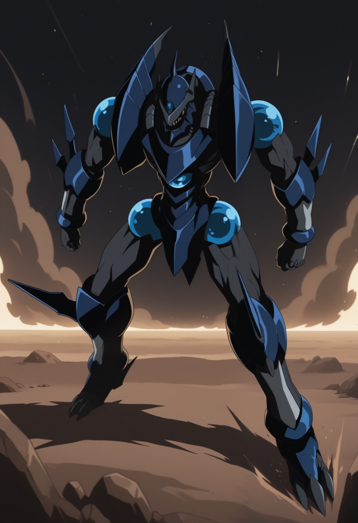 masterpiece,best quality,amazing quality, 1boy, solo, b3lcr0ss, mecha, yellow eyes, full body,