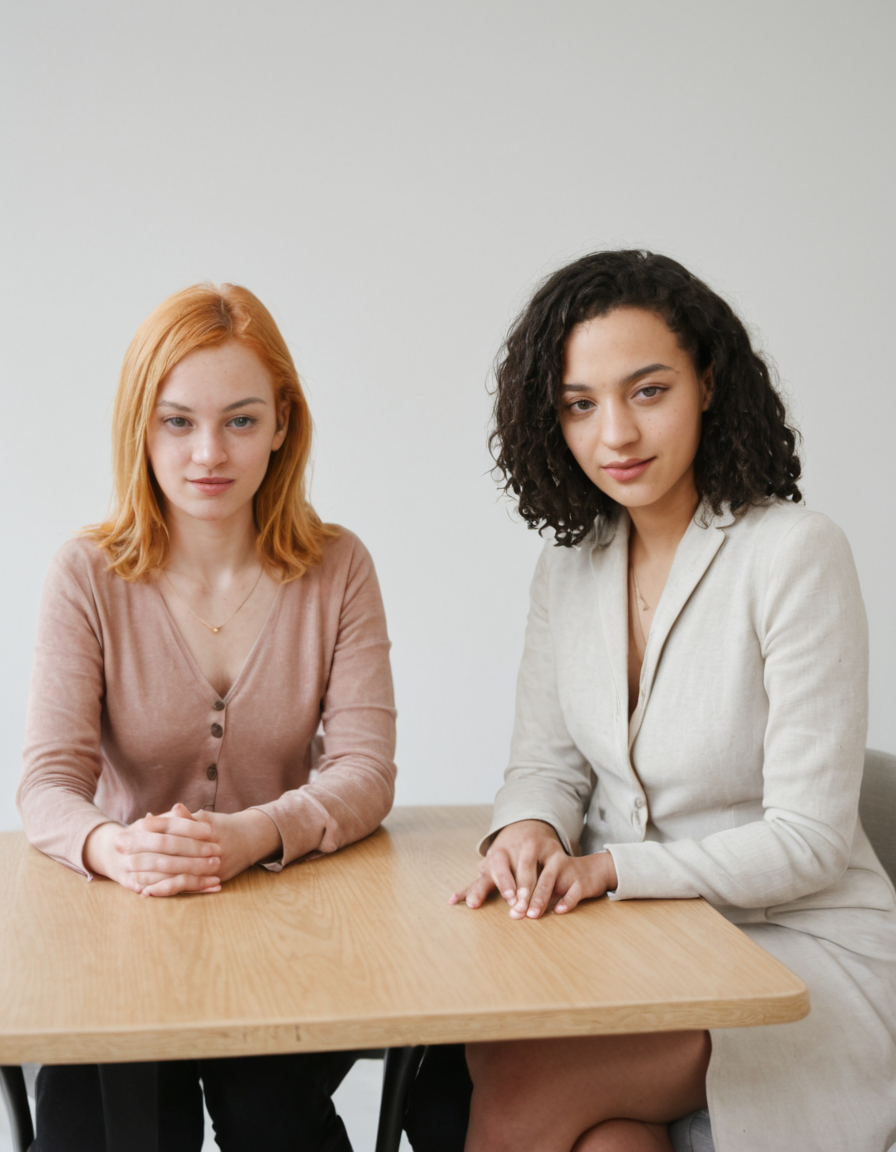 multipeoplelora, 3women, sitting at table, portrait