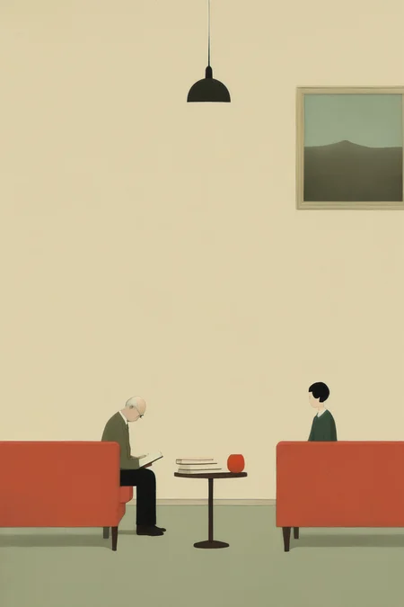 <lora:Alessandro Gottardo style:1>Alessandro Gottardo style - Art to go in a reading room Alessandro Gottardo